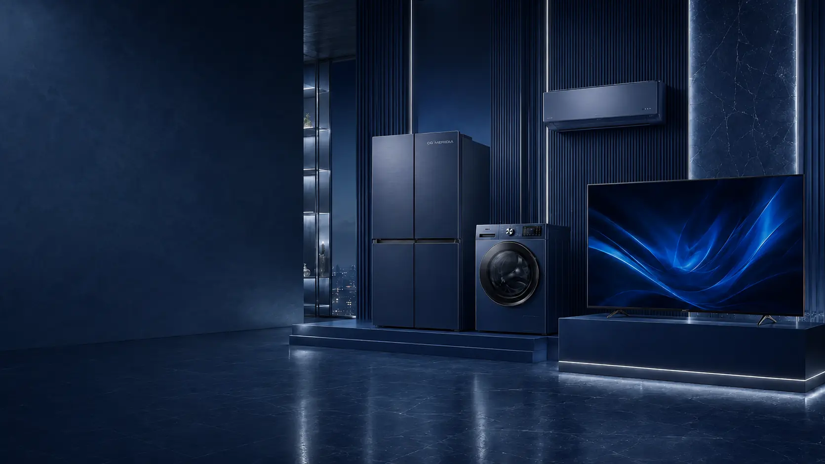 CG Meridia products in a premium dark-blue interior
